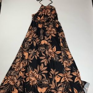 ASOS Palm printed halter maxi dress